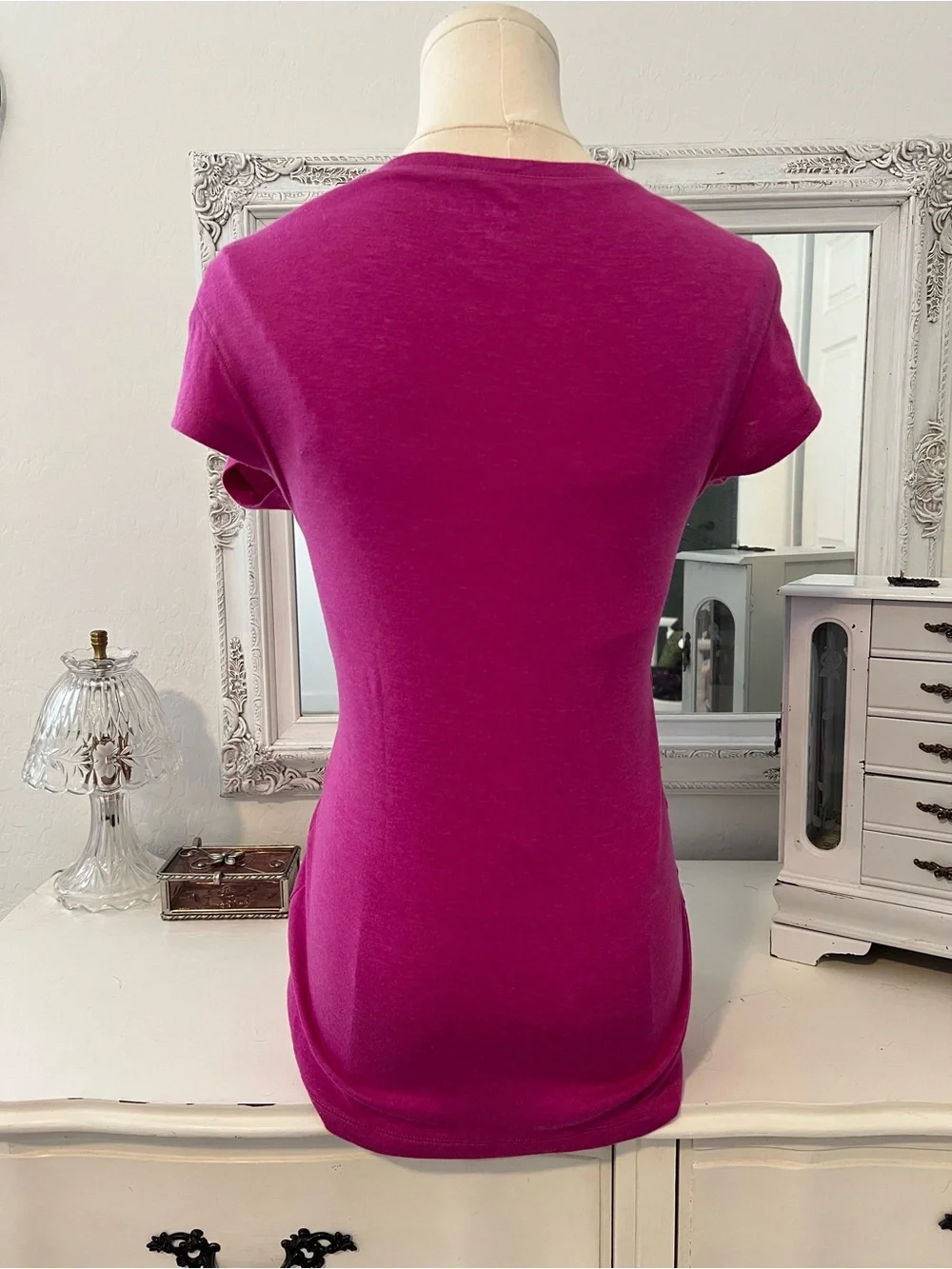 vintage fitted pink henley short sleeve top - Picture 4 of 5